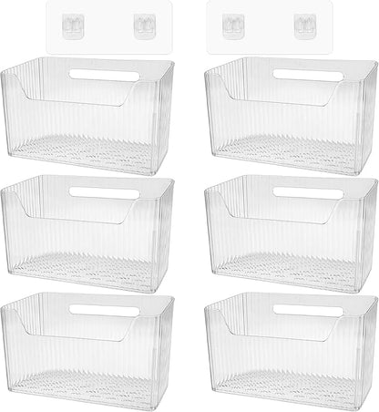 6Pcs Storage Organizer Bins Wall Mounted Organizer Basket Large Size Clear by DANHMAO