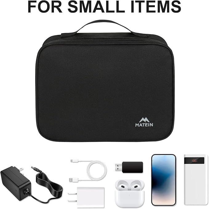 MATEIN Small Electronic Organizer Travel Case, Double Layer Cable Organizer | - Image 2