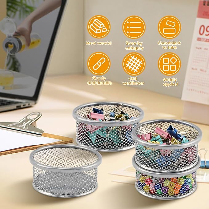 Paper Clip Holder With 50pcs Paper-Clips, Paperclip Holders, Mesh - Image 7