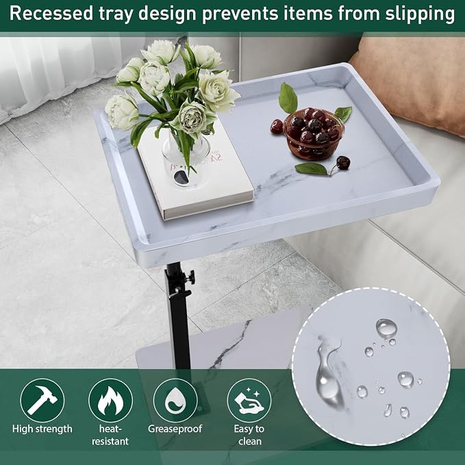 C Table End Table Adjustable Height, 360°Swivel TV Tray Table - Image 4