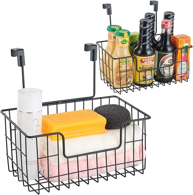 JUNCHU CHERRY Wire Hanging Storage Basket 2 Packs, Wall Mounted Kitchen by JUNCHUCHERRY