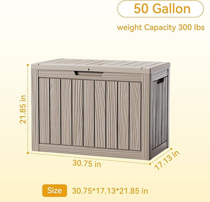 50 Gallon Deck Box for Outdoor and Indoor Use, Outdoor Storage Box for Picnic - Image 2