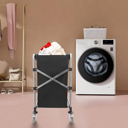 Commercial Laundry Cart with Wheels, Folding Laundry Hamper Cart, Heavy Duty - Image 8