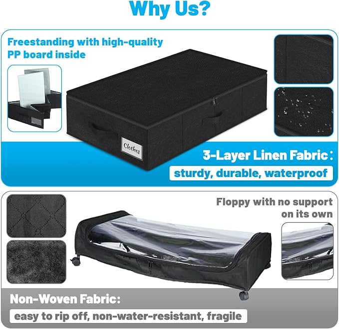 Under Bed Storage Container Bins 4 Pack, 5 Inch Thin Low Profile Underbed - Image 8