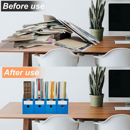 Limitliho 2 Pack Blue Cardboard Magazine File Holder - Image 6