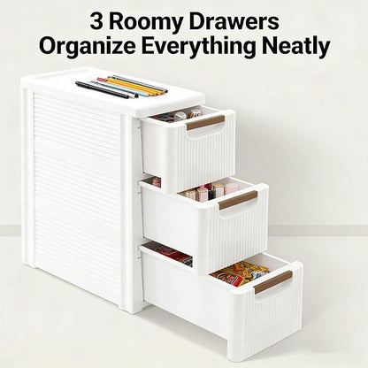 Storage Drawers on Wheels, 3-Drawer Slim Rolling Storage Cart - Image 6