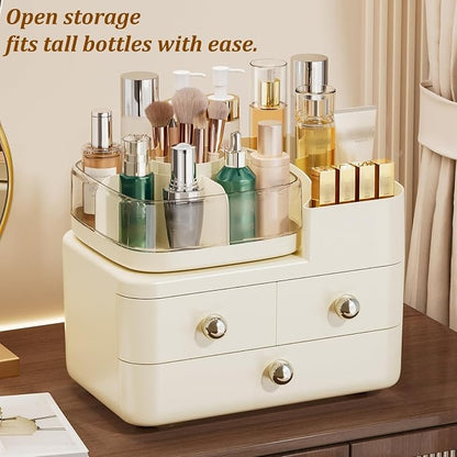 Makeup Organizer with Drawers and 360° Rotating Brush Holder, make up organizers - Image 5