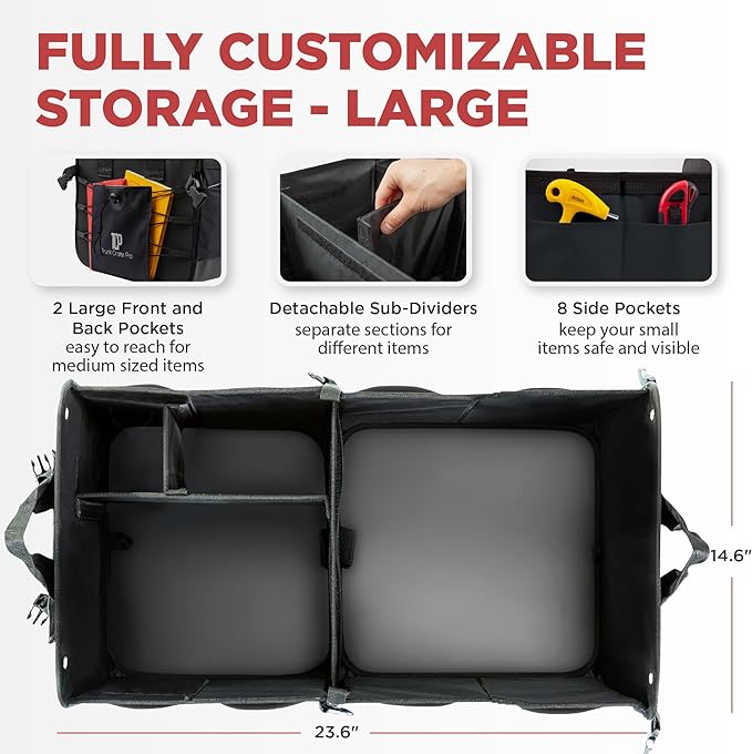 TRUNKCRATEPRO Trunk Organizer For Car, Truck | Premium Adjustable Multi - Image 2