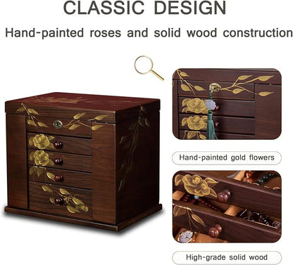 Wooden Jewelry Box for Women, 5-Layer Large Wood Jewelry Boxes & Organizer - Image 3