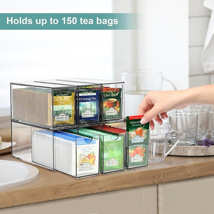 6 Tea Bag Organizer and Storage, Acrylic Tea Bag Holder Organizer, Plastic Tea - Image 6