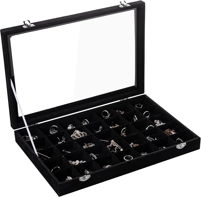 Frebeauty Velvet Jewelry Tray, 35 Grid Jewelry Organizer by Frebeauty