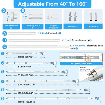 AIZESI 41-67 Inch Heavy Duty Tension Curtain Rod - Image 4