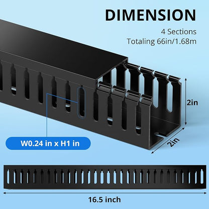 ZhiYo 66in Professional Server Rack Cable Management Raceway, H2in x W2in Cable - Image 2