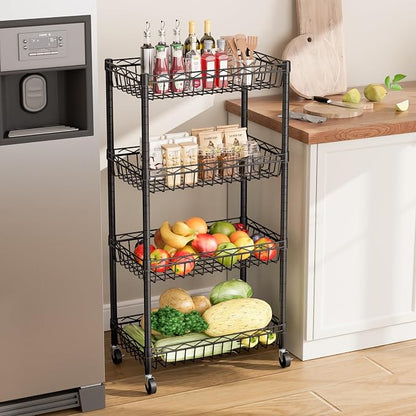 SINGAYE 4 Tier Basket Shelf Wire Shelving Unit Adjustable Storage Shelves Big - Image 6