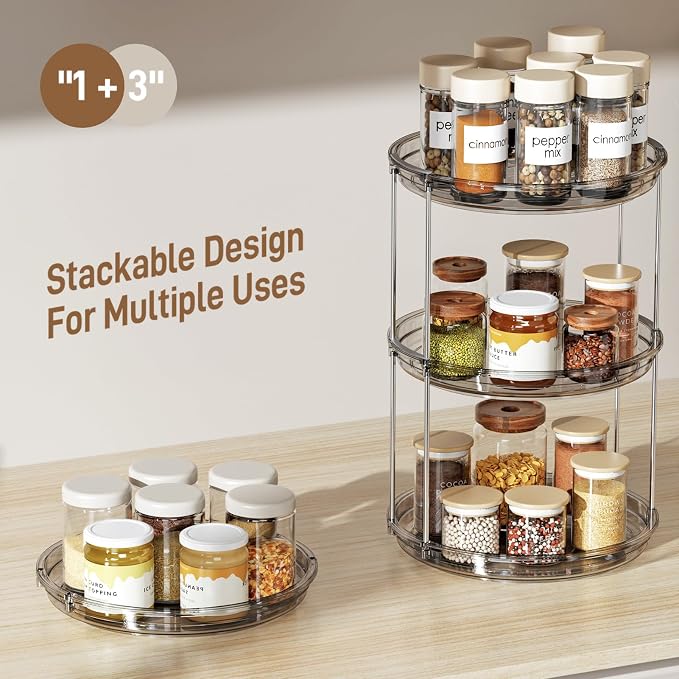 LAMU 2 Pack 2 Tier Lazy Susan Turntable Organizer 9.25'' Rotating Spice Rack - Image 5