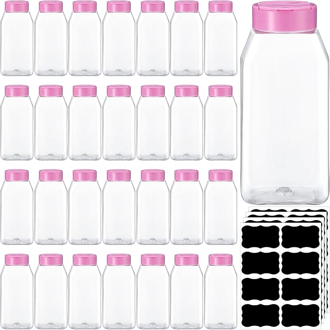 Mifoci 28 Pack 16 oz Plastic Spice Jars by Mifoci