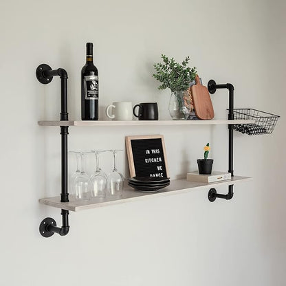 HDDFER Floating Shelves for Wall Bookshelf Industrial Pipe Shelving Shelves - Image 7