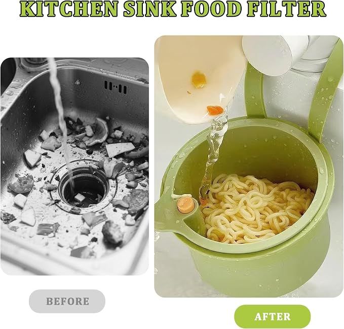 Sink Strainer Basket with One-Touch Drain Mesh, Snap-On Strap & Detachable - Image 2