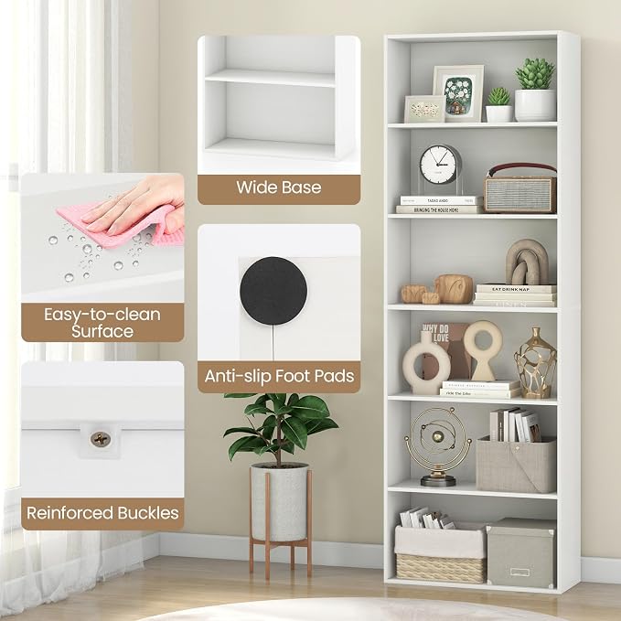 Giantex 6-Tier Bookcase, Freestanding Storage Organizer w/Open Shelves - Image 6