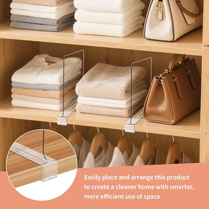 10 Pack Clear Shelf Dividers for Closets, Acrylic Dividers for Shelves - Image 5