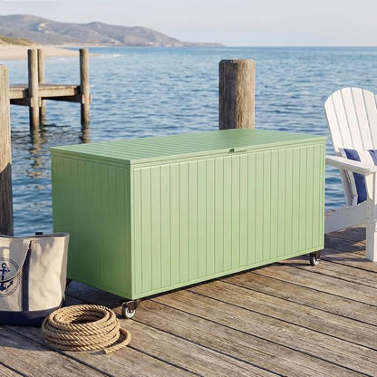 Outdoor Storage Box with Wheels 250 Gallon, Metal Deck Boxes Waterproof - Image 6