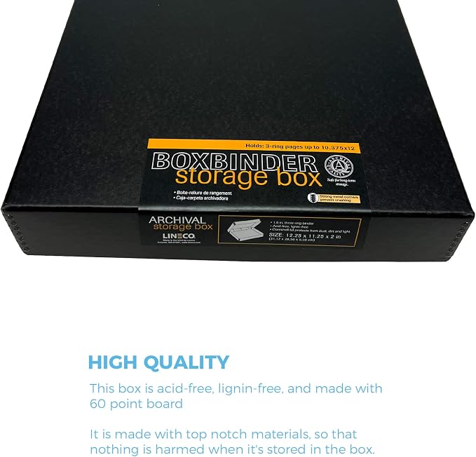 Lineco Archival Oversized 3-Ring Album Box, 13.25x11.75x2.5 inch, Holds Up 55 - Image 3