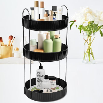 Rotating Makeup Organizer Countertop 3 Tier Lazy Susan Trays Spinning Skincare by Zufudo