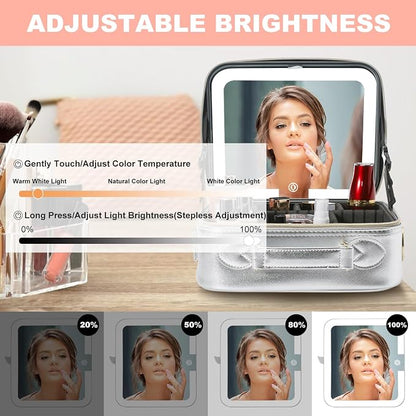 Mocado Travel Makeup Bag with LED Lighted Mirror, Travel Makeup Organizer - Image 4
