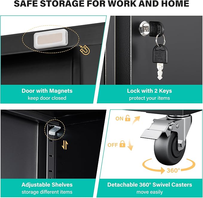 SISESOL Wide & Deep Metal Storage Cabinet - Image 7