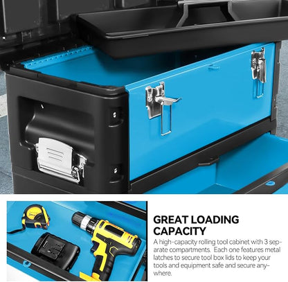 Auto Dynasty 3-Tier Stackable Tool Box, 19.5 Inch 3-in-1 Rolling Tool Box - Image 3