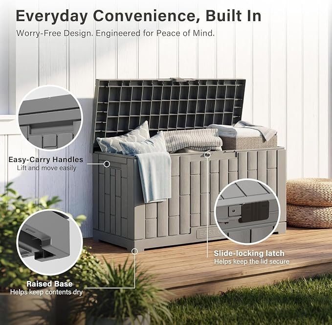 EAST OAK Outdoor Storage Box, 60 Gallon Deck Box Indoor and Outdoor Use - Image 7
