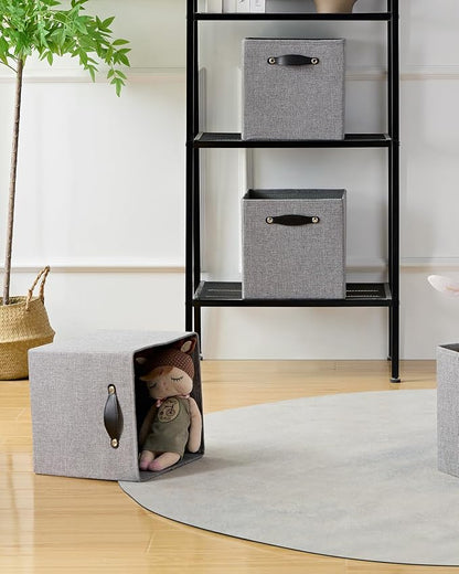 Foldable Fabric Storage Bins Cubes, Dim Gray, 4 Pack - Image 7