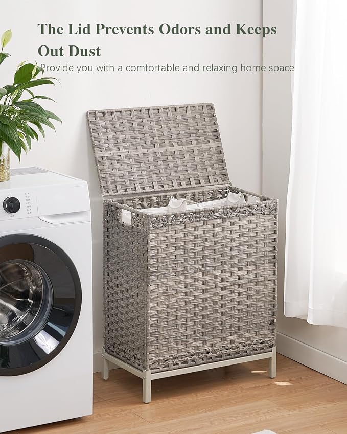 SETVSON Laundry Hamper with Lid, 112 L Handwoven Rattan Wicker Laundry Basket - Image 7