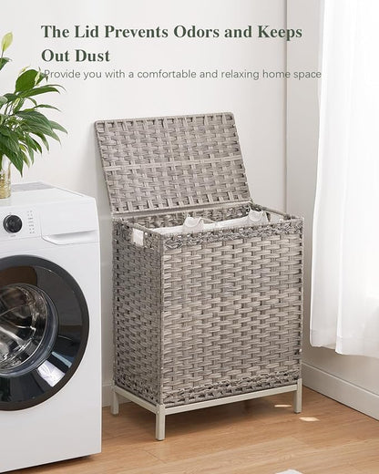 SETVSON Laundry Hamper with Lid, 112 L Handwoven Rattan Wicker Laundry Basket - Image 7