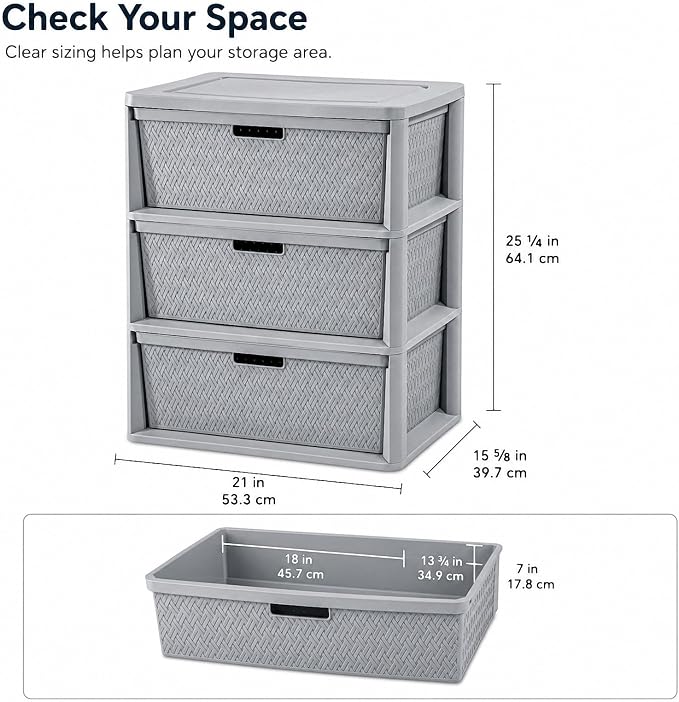 3 Drawer Storage Organizer, Plastic Drawer Organizer Tower, Closet Storage - Image 2