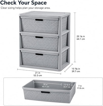 3 Drawer Storage Organizer, Plastic Drawer Organizer Tower, Closet Storage - Image 2