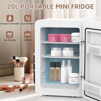 20L Skincare Fridge with Mirror & LED Lighting, 3-Mode Dimmable, Cooler & - Image 2