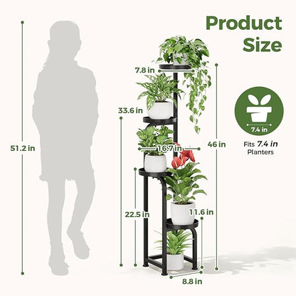 Bamworld Tall Plant Stand Indoor Outdoor, Corner Metal Flower Pot Stands - Image 2