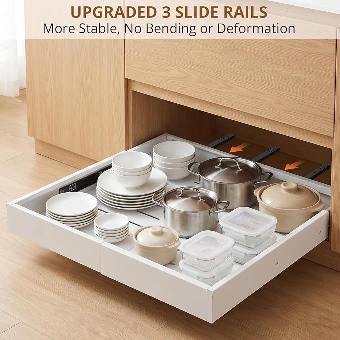 DOMNIU 2 Pack Pull Out Cabinet Organizers Width, Depth | Slide Out Drawers - Image 5
