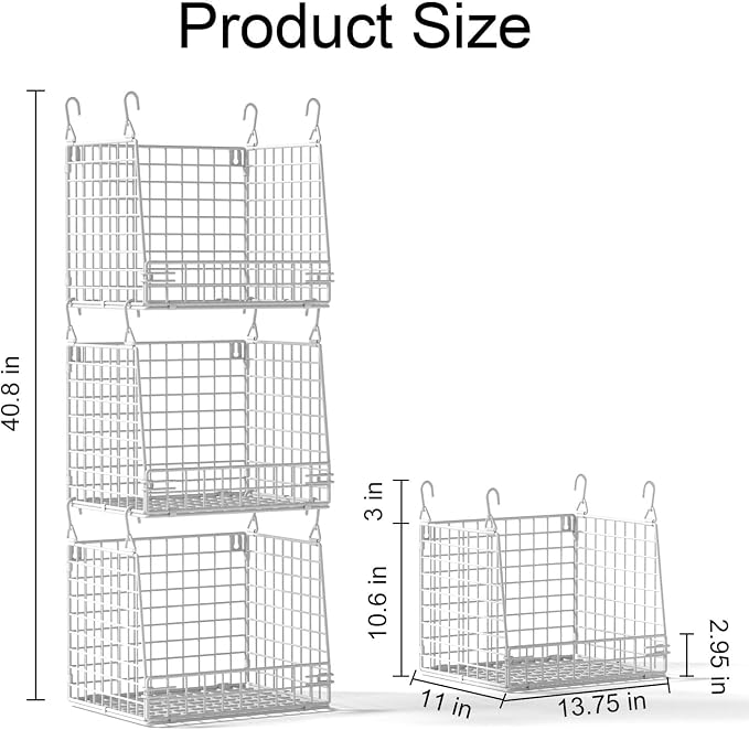 PUPPYCUTE 3 Pack Laundry Room Organization and Storage, Hanging Wire Basket - Image 3
