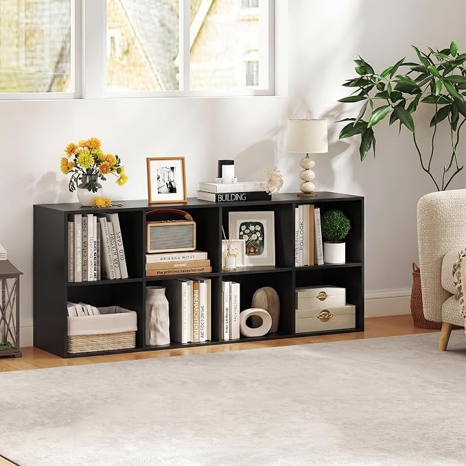 Giantex 8-Cube Bookcase, 3-Tier Cubby Bookshelf, Horizontal Vertical Display - Image 2