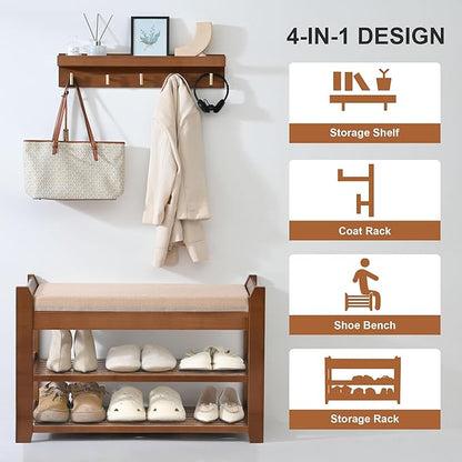 PETKABOO Shoe Rack for Front Door Entrance, 28” Entryway Bench - Image 4