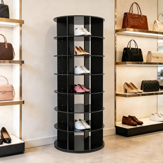 Rotating Shoe Rack Tower, 7 Tier Vertical Handbag Rotate Shoes Rack, 360 - Image 4