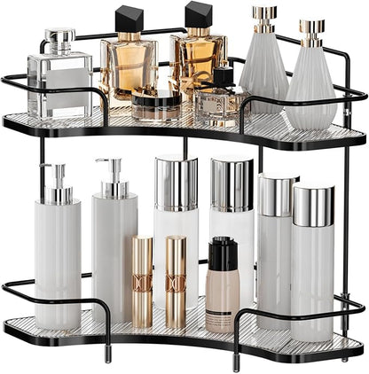 Seoneiro 2 Tier Corner Bathroom Counter Organizer, Cosmetic Skincare Organizer by Seoneiro