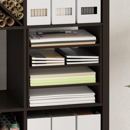 Furinno Cubicle 3-Shelf Cube Insert, Cube Organizer, Dark Oak | Shelf Dividers by Furinno-FitsYourSpaceFitsYourBudget