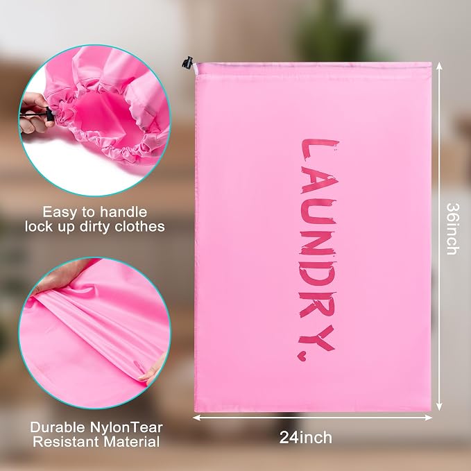 2 Pack XL Travel Laundry Bag, Machine Washable Dirty Clothes Organizer - Image 3