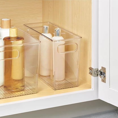 iDesign Slim Clear Plastic Bathroom Storage Bin, Tall Narrow | Organizer - Image 3