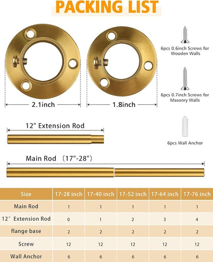Closet Rods for Hanging Clothes, 17-64 Inch Heavy Duty and Stepless Adjustable - Image 7
