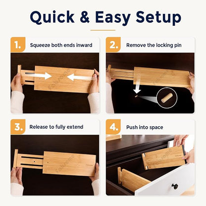Fabsome Dresser Drawer Organizers 6 Pack, 4.65'' High Adjustable from 12.5-17‘’ - Image 4