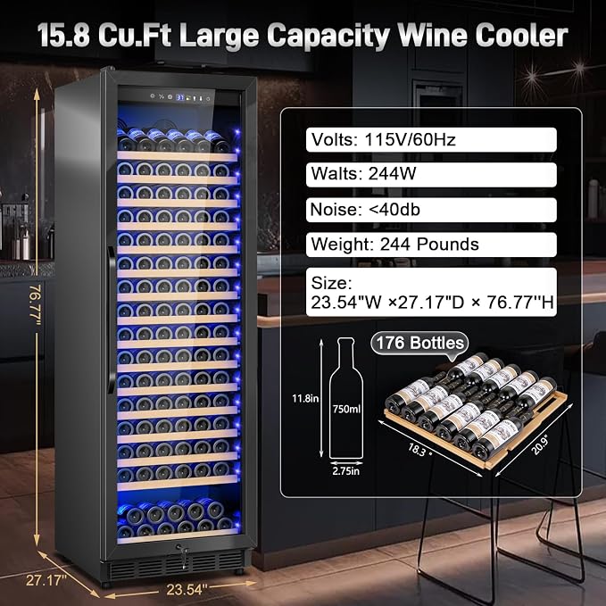 Wine Cooler-Wine Refrigerator 24 Inch Wide Large Freestanding/Built in Wine - Image 7